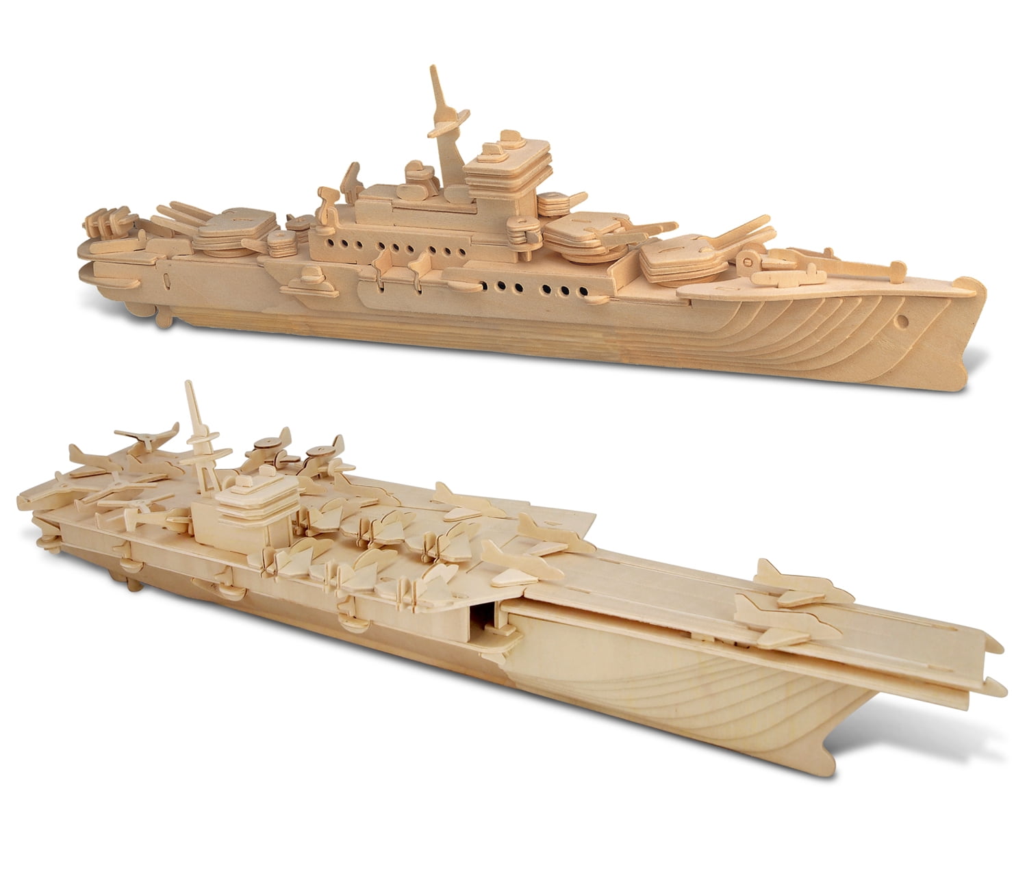 Puzzled Bundle of Battleship & Aircraft Carrier Wooden 3D Puzzles