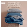 thumbnail image 2 of Set Edredón Individual + Funda De Almohada + Sábanas 7 Pzas Real Textil Azul - Gris, 2 of 8