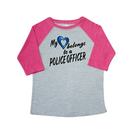 

Inktastic My Heart Belongs to a Police Officer with Blue Heart Gift Toddler Boy or Toddler Girl T-Shirt