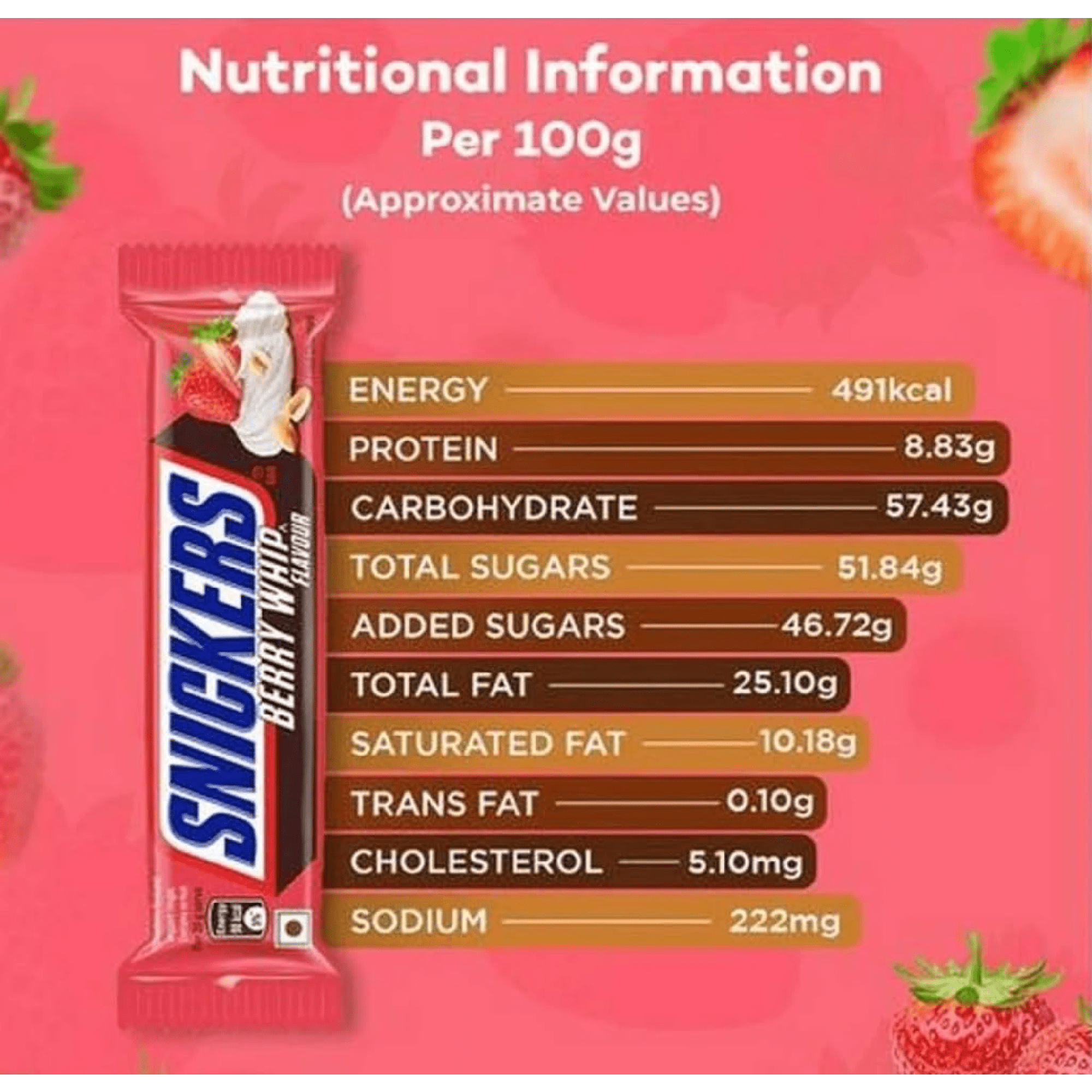 Snickers Chocolate Bar Berry Whip Flavor 1.42 oz ( Pack of 15 )