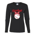 thumbnail image 2 of Wild Bobby, Cute Baseball Mom Ribbon Gift, Mother's Day, Women Graphic Long Sleeve T-Shirt, Black, Small, 2 of 3