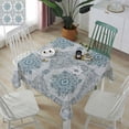 thumbnail image 3 of Vintage Teal Tablecloth Square Table Cloth 54x54, Waterproof Tablecloth Outdoor Table Cloth, Boho Ethnic Mexican Floral Southwestern Washable Table Cover for Kitchen Dining Party, 3 of 8