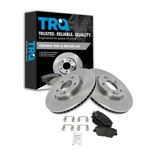 TRQ Front Brake Pad & Rotor Kit Brake Pads Brake Rotor Ceramic Fits Select 2012-2014 Hyundai Azera