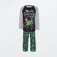 thumbnail image 3 of Traje de pantalones largos verdes familiares Traje de ropa de dormir informal de estilo navideño con bloques de color, 3 of 9