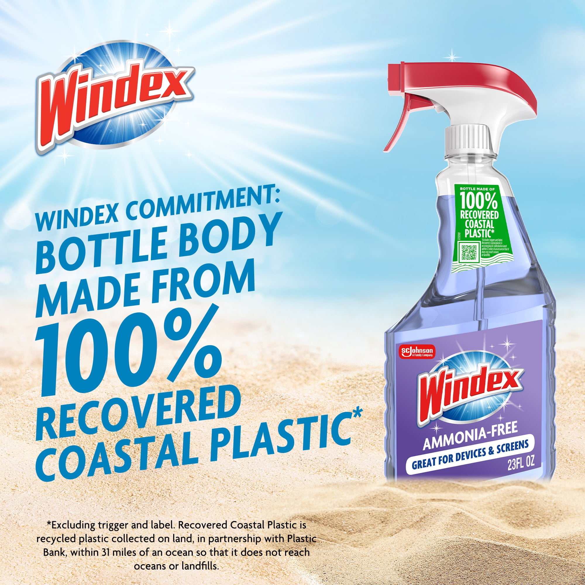 (2 pack) Windex Ammonia-Free Glass, Window, Mirror, and Windshield Cleaner, Crystal Rain Scent, Spray Bottle, 32 fl oz