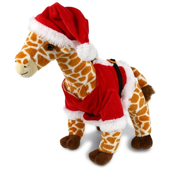 DolliBu Santa Wild Giraffe Stuffed Animal Plush Toy - Super Soft Wild Animal Dress Up with Red Santa Claus Outfit, Cute Wildlife Holiday Christmas Gift - 16 Inch