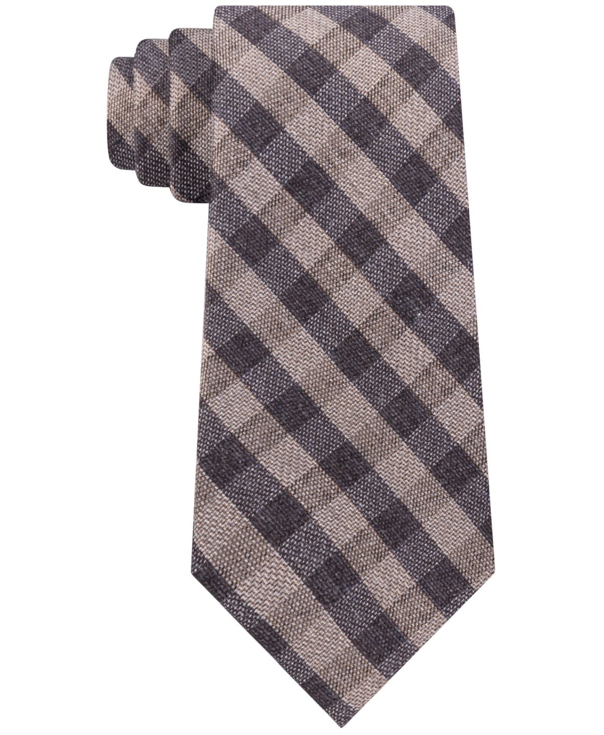 Michael Kors Men's Neck Tie Taupe One Matte Textured Check Not