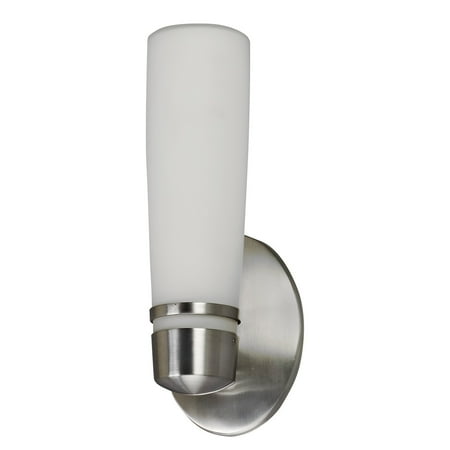 AFX Aria 13W Satin Nickel Outdoor Wall Sconce, White Glass Diffuser