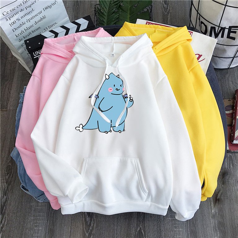 Womens Long Sleeve Hoodies Drawstring Pullover Print Loose