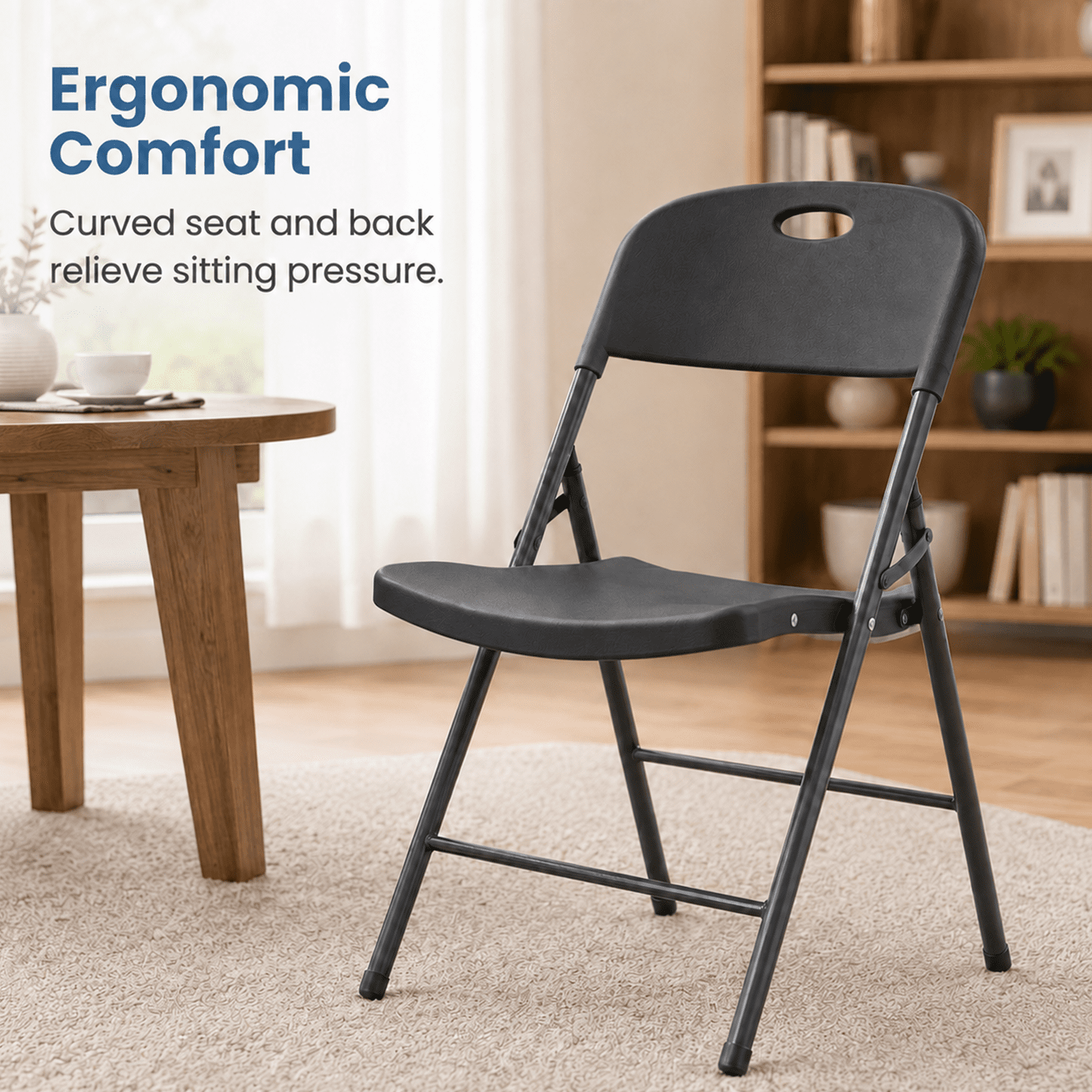 Alvantor Folding Chair, 350-Pound Capacity, Indoor Outdoor Plastic Commercial Stackable Foldable Guest Chairs for Events, Space-Saving
