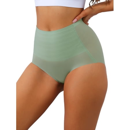 Allegra K Women s High Waist Full Coverage Brief Tummy Control Underwear Panty S Green