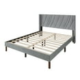 thumbnail image 4 of Castle Place Sleek Contemporary Velvet Upholstered Queen Platform Bed, Light Grey, 4 of 10