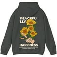 thumbnail image 4 of Positive Vibes Hoodie with Peace Hand and Sunflowers – Motivational Unisex Back Print Pullover., 4 of 6