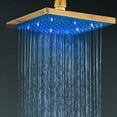 Cascada 8 Inch Square Multi Color LED Rain Shower Head, Gold Finish