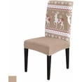 thumbnail image 4 of Chair Covers for Dining Room Set of 6,Xmas Reindeer Winter Snow Stretch Seat Protector Removable Washable Chairs Slipcovers for Kitchen Banquet Wedding Hotel,Snowflake Retro Geometric on Red, 4 of 6