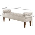 thumbnail image 2 of GZXS End of Bed Bench, 51.5" Velvet Upholstered Indoor Bench with Arms and Solid Wood Legs, Modern Design for Bedroom Living Room, Champagne, 2 of 6