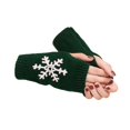 thumbnail image 2 of 1 Pair Knit Half Finger Glove Comfortable Winter Simple Knitting Craft Fingers Covers Hand Mittens with Snowflake Pattern, 2 of 6