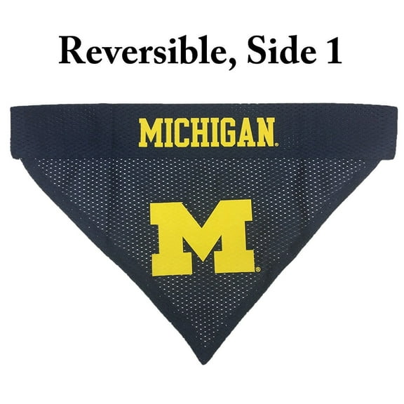 Pets First Collegiate Michigan Reversible Bandana -Home & Away Mesh & Premium Embroidery For Dogs & Cats
