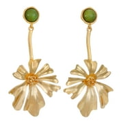 Time and Tru Gold Tone Flower Statement Earring, Green