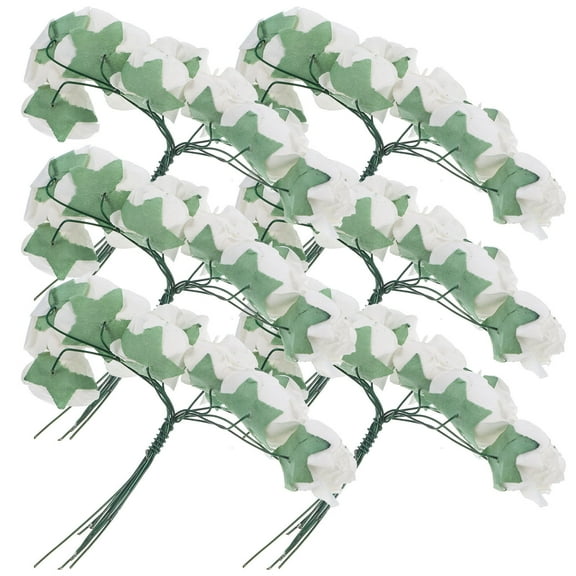 FUEENIRVA 144Pcs Premium Paper Material White Artificial Roses for Romantic Party Decoration