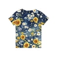 thumbnail image 6 of Girls Cute Summer Tops Size 10-12 Soft Casual Short Sleeve Crew Neck Girls Tops Basic Daisy Graphic Tees Girls Clothes Tunic Blouse Dark Blue 2-3 Years, 6 of 6