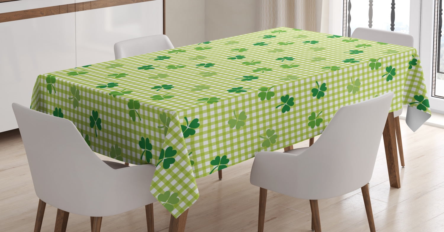Irish Tablecloth, Retro Classical Checkered Pattern Decorated with Cute