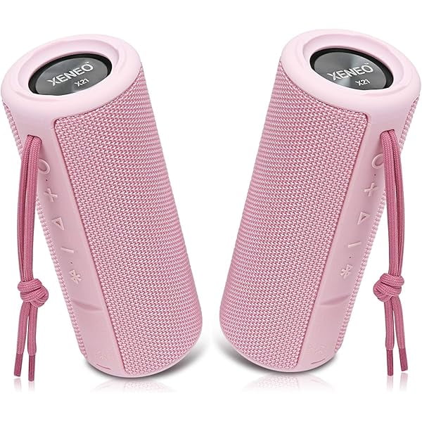 wonima11 X21 Dual Portable Bluetooth Wireless Speakers Waterproof with Stereo Pairing, FM Radio, Micro SD Card, Aux-in, IPX6, 30W for Outdoor, Home, Office, Party and Travel (Pack 2 Pink)…