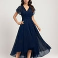 thumbnail image 2 of Ketyyh-chn99 Robes d'Été pour Femmes Robe Courte de Plage Robe de Fête Manche à Volants à Étages Robe Courte Évasée Bleu Marine,P, 2 of 5