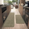 thumbnail image 1 of Boho Kitchen Mat Set of 2,Modern Farmhouse Kitchen Rugs and Mats Non Skid Washable,Moroccan Boho Runner Rugs with Rubber Backing for Kitchen Decor Accessories (Khaki/Charcoal 17"x47"+17"x30"), 1 of 5