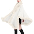 thumbnail image 4 of Hfyihgf Women's Oversizd Shawl Cardigan Batwing Sleeve Faux Fur Trim Cape Wool Winter Warm Cloak Poncho Coat White One Size, 4 of 8