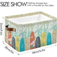 thumbnail image 3 of Large Foldable Storage Bin Palm Trees Surf Boards Fabric Storage Baskets Collapsible Decorative Baskets Organizing Basket Bin with PU Handles for Shelves Home Closet Living Room-2Pack Decor Gifts, 3 of 7
