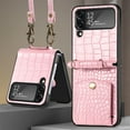 thumbnail image 1 of TECH CIRCLE For Samsung Galaxy Z Flip 4 Case,Slim Fit PU Leather Shockproof Protective Cover with Card Slot Shoulder Strap Case for Samsung Z Flip 4 6.7 inch 2022,Pink, 1 of 9