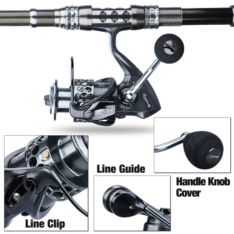 Sougayilang Telescopic Fishing Rod and Reel Combo Spinning Pole - Spinning Reels for Travel Fishing, Size: 2.4m and XY3000