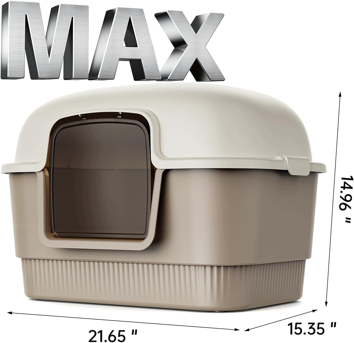 Litter Box with Litter Mat and Scoop,High Wall Enclosed  Litter Boxes for Anti-Leakage, Covered Kitty Litter Box with Handle and Buckles for Portability and , Odor Control (Brown)