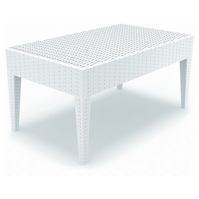 Atlin Designs Resin Patio Coffee Table In White Com - White Metal Patio Coffee Table