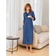 thumbnail image 2 of Bata Robe Ekouaer para mujer con cremallera y mangas 3/4, color azul marino, XL, 2 of 6