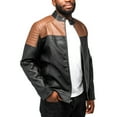 thumbnail image 4 of X RAY Jeans Mens Grainy PU Jacket Quilted Sleeves with Faux Shearling Lining, Brown/Black, S, 4 of 8