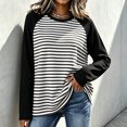 thumbnail image 6 of VBVC Women's Striped Raglan Sleeve Long Sleeve Top , Ladies' Color Block Crew Neck Shirt , Casual Baseball Tee Pullover For Women, S-2XL, 6 of 7