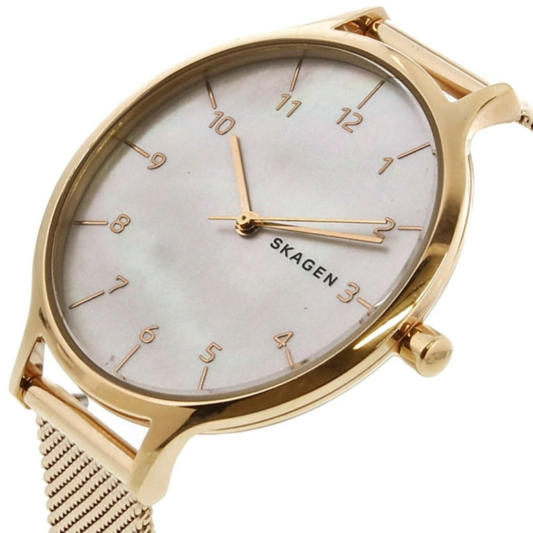 Skagen Women s SKW2633 Anita MOP Dial Rose Gold Mesh Bracelet Watch Walmart