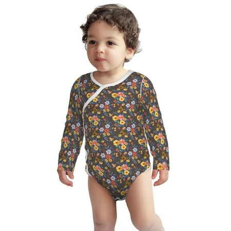 

Fotbe Colorful Flowers with Butterfly Pattern Unisex-baby Long-sleeve Bodysuit Long Sleeve Bodysuits One-piece 100% Organic Cotton for Infant Baby Boys Unisex-3 Months