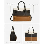 2 in 1 Lunch Tote Bag for Women Laptop Work Bag with Lunch Insulated Compartment and Purse Combo, 15.6 Inch Computer Crossbody bag Waterproof PU Leather Shoulder Bag for Daily, Office, Picnic