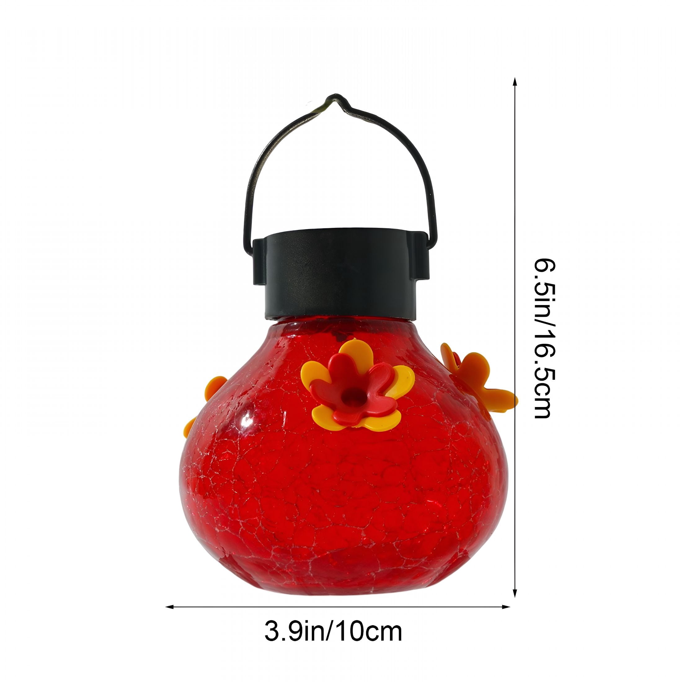 ACDANC Solar Hummingbird Feeder with LED Lights, Automatic Bird Glass Feeder, Outdoor Garden Patio Decor, Bird Attractor at Night, Easy to Hang Clean, 6.5x3.94 Inch, Multicolor