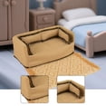 thumbnail image 4 of Sofá de casa de muñecas a escala 1:12, muebles de sala de estar, modelo de accesorios para fotos, jardín de hadas marrón, 4 of 8
