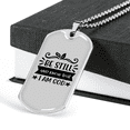 thumbnail image 3 of I Am God Necklace Stainless Steel or 18k Gold Dog Tag 24" Chain, 3 of 8