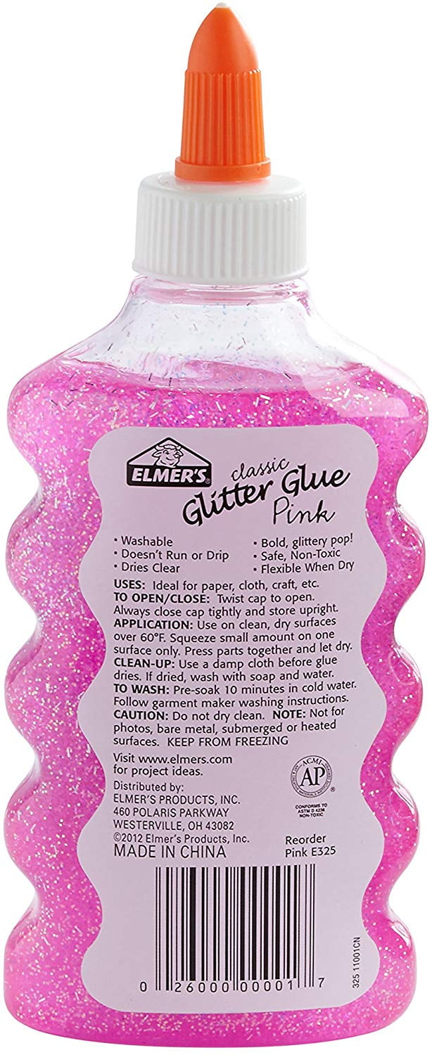 Elmer's Classic Glitter Glue, Washable, Pink, 6 oz. 