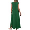 thumbnail image 5 of ClodeEU Women's V Neck Sleeveless Maxi Dress with Side Split,Casual Loose Summer Flowy Tank Dress Green,Women's Plus M, 5 of 7