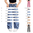 thumbnail image 3 of YunPes Girls Y2K Denim Pants Frayed Star Embroidered Wide Leg Pants with Elastic Waist Trendy Straight Leg Trousers Hip-Pop Streetwear, 3 of 6