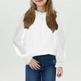 thumbnail image 5 of Long Sleeve Shirts for Girls Trendy Solid Color Chiffon Blouses Crewneck Pullover Tops with Lace Sleeve Kids Cute Casual Tees Loose Fit Sweatshirt Plus Size Outfits Camisas Para NiñAs White 6 Years, 5 of 7