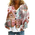 thumbnail image 2 of Wancir Christmas Cardigan for Women 2024 Casual Lightweight Open Front Long Cardigan Funny Snowflake Santa Print Tops, 2 of 5