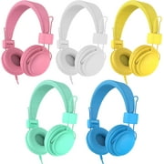 AILIHEN Bulk Kids Headphones for K-12 Schools & Clroom, 5 Pack Wired with and 3.5mm Jack for Chromebook,